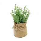 Vaso Pl�stico/Juta Bag Little Violets Branco