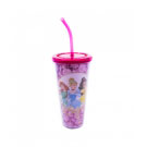  Copo Com Cubos De Gelo Princesas Rosas 600ml