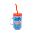 Caneca De Plástico Com Canudo Superman 420ml