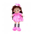 Boneca Vestido Rosa com cabelo longo  38cm