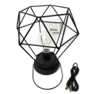 Luminaria Abajur de Mesa Metal Preto Formato Diamante com Led Imterpont