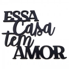 Enfeite Decorativo Para Parede Em Madeira Com Frase Essa Casa Tem Amor FWB