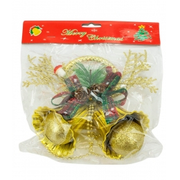 Sinos Bolas Natalinas Douradas 33x28cm - Enfeite Natalino