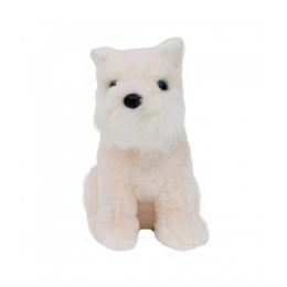 Cachorro Branco Schnauzer Sentado 21cm - PelÃºcia