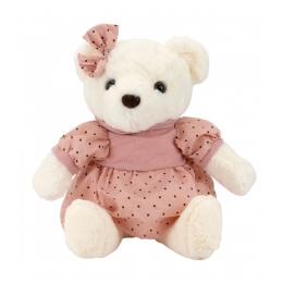 Urso Vestido Rosa Bolinhas 30cm - PelÃºcia