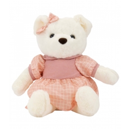Urso Vestido Rosa Quadriculado 30cm - PelÃºcia