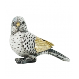 PÃ¡ssaro Branco Asas Douradas 12cm - Resina Animais