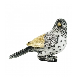 PÃ¡ssaro Branco Asas Douradas 11cm - Resina Animais