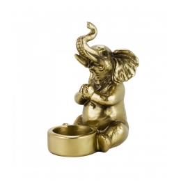Elefante Dourado CastiÃ§al 15cm - Resina Animais