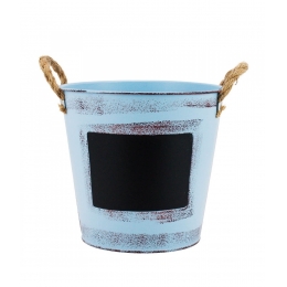 Balde Metal RÃºstico Azul AlÃ§as CordÃ£o 12x13cm