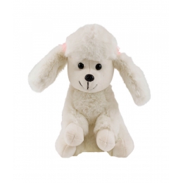 Cachorro Branco Poodle LaÃ§os Sentado 25cm - PelÃºcia