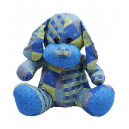 Cachorro Azul De Pano Sentado LaÃ§o PescoÃ§o 29cm - PelÃºcia