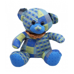 Urso Azul De Pano Sentado LaÃ§o PescoÃ§o 30cm - PelÃºcia