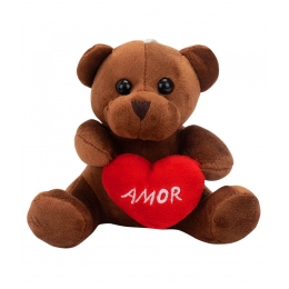 Chaveiro Urso Marrom Escuro Coração Amor 12cm - Pelúcia
