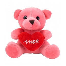 Chaveiro Urso Rosa CoraÃ§Ã£o Amor 12cm - PelÃºcia