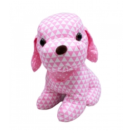 Cachorro Sentado Pano Rosa 29cm - PelÃºcia
