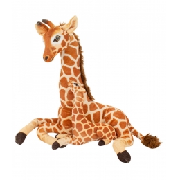 Girafa MÃ£e E Filhote Deitados Realista 38cm - PelÃºcia