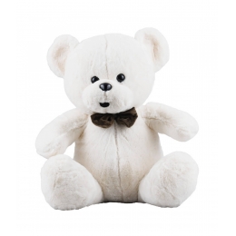 Urso Branco Sentado Gravata Borboleta 36cm - PelÃºcia