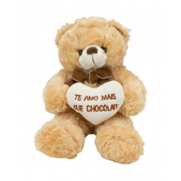 Urso Sentado Te Amo Mais Que Chocolate 21cm - PelÃºcia