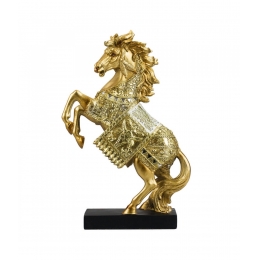 Cavalo Dourado Empinando 33cm - Resina Animais