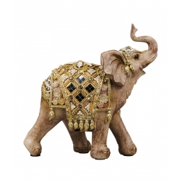 Elefante Tromba Levantada 20cm - Resina Animais