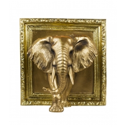 Elefante Saindo Moldura Dourado 20.5cm - Resina Animais