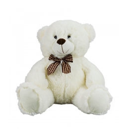 Urso Branco Sentado LaÃ§o 29cm - PelÃºcia