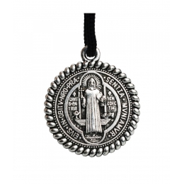 Colar Prateado MedalhÃ£o SÃ£o Bento 3cm