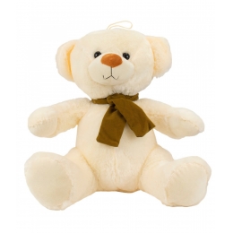 Urso Branco Sentado Cachecol 40cm - PelÃºcia