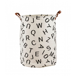 Porta Objetos Cesto Roupas Branco Letras 44x37cm