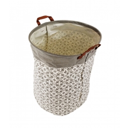 Porta Objetos Cesto Roupas Branco Cinza 44x37cm