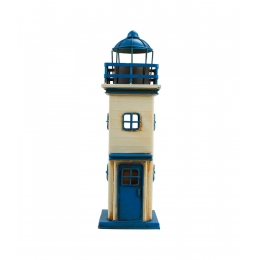 Farol Cofrinho Detalhes Azul 34x10.5x10.5cm Estilo RetrÃ´ Vintage