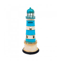 Cofre Farol Branco e Azul Retrô