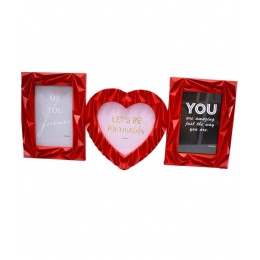 Multi Porta Retrato Vermelho CoraÃ§Ã£o 3 Fotos