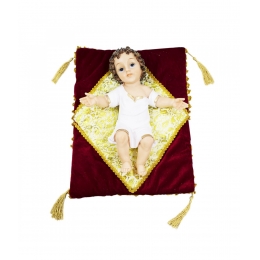 Menino Jesus Roupa Branca Na Almofada 37cm - Enfeite Resina