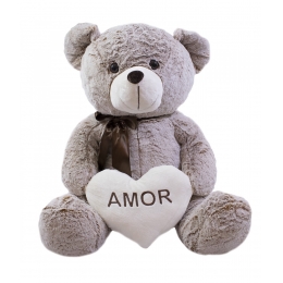 Urso CoraÃ§Ã£o Amor Marrom Acinzentado 60cm - PelÃºcia