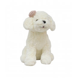 Cachorro Branco Sentado LaÃ§o 28cm - PelÃºcia