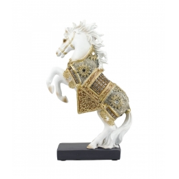 Cavalo Branco Empinando 23cm - Resina Animais