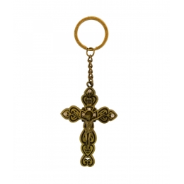 Chaveiro Crucifixo Dourado 13cm