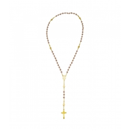 TerÃ§o Corrente Dourada Contas LilÃ¡s 0.6 cm Enfeite Nossa Senhora Aparecida 55cm
