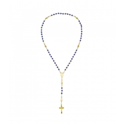 TerÃ§o Corrente Dourada Contas Azul 0.6 cm Enfeite Nossa Senhora Aparecida 55cm