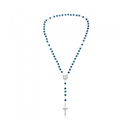 TerÃ§o Corrente Prateada Contas Azul 1 cm Enfeite MedalhÃ£o SÃ£o Bento 51cm