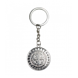 Chaveiro MedalhÃ£o SÃ£o Bento Prateado 3.5cm