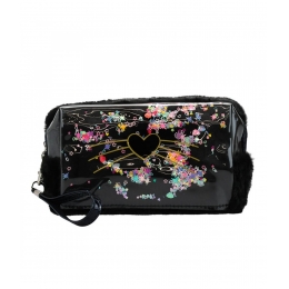Necessaire Retangular Pelinho Gato Preto 11x7x20cm
