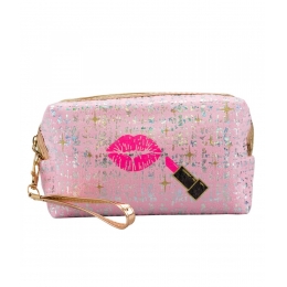 Necessaire Retangular Rosa Beijo 11x6x18cm