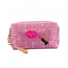 Necessaire Retangular Pink Beijo 11x6x18cm