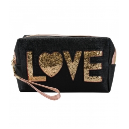 Necessaire Retangular Preto Love 12x7.5x20cm