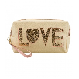 Necessaire Retangular Creme Love 12x7.5x20cm