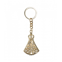 Chaveiro Nossa Senhora Aparecida Dourada PÃ©rolas 6cm