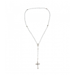 TerÃ§o Prateado Contas 0.8 cm Enfeite Nossa Senhora Aparecida 59cm